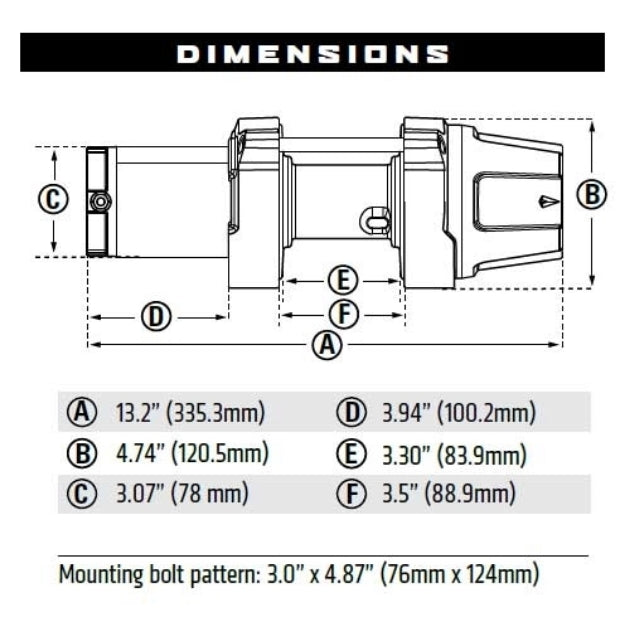 Warn VRX 25 Winch with Wire Rope - 12V Drawing