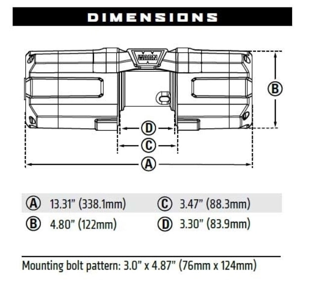 Warn AXON 35 Winch with Wire Rope - 12V Drawing