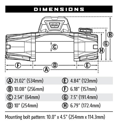 Warn VR EVO 12-S Winch with Synthetic Rope - 12V Drawing