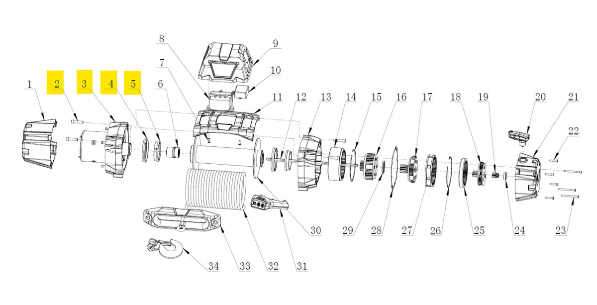 Parts drawing showing location of the parts