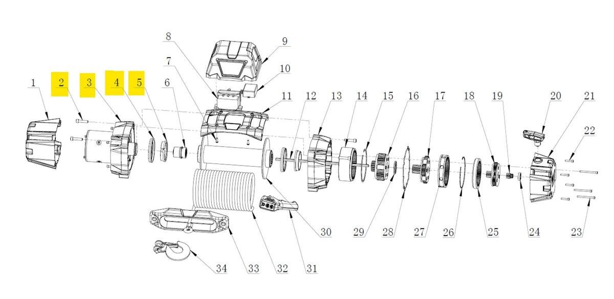 Parts drawing showing location of the parts