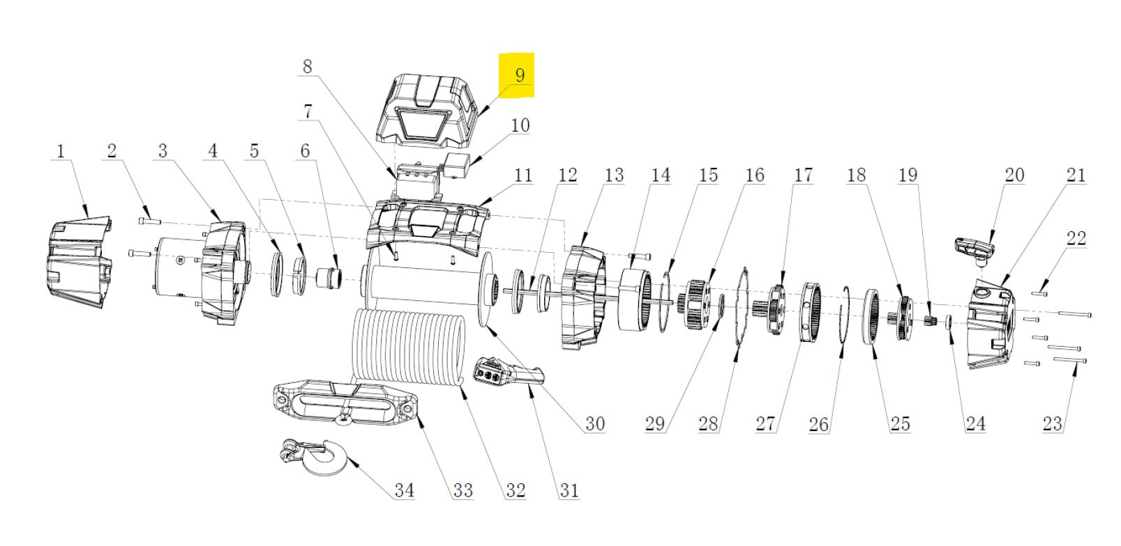 Parts drawing showing location of the parts