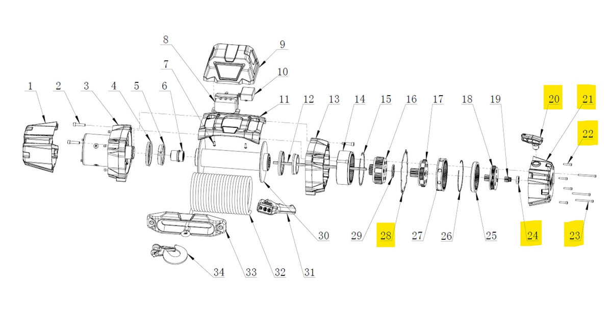 Parts drawing showing location of the parts