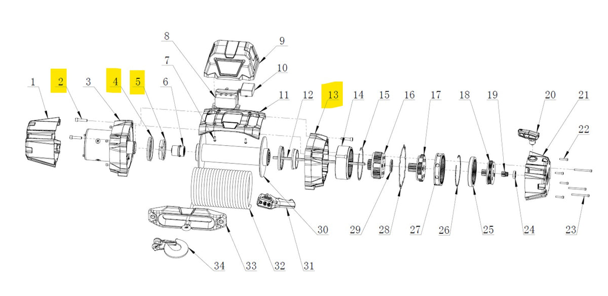 Parts drawing showing location of the parts