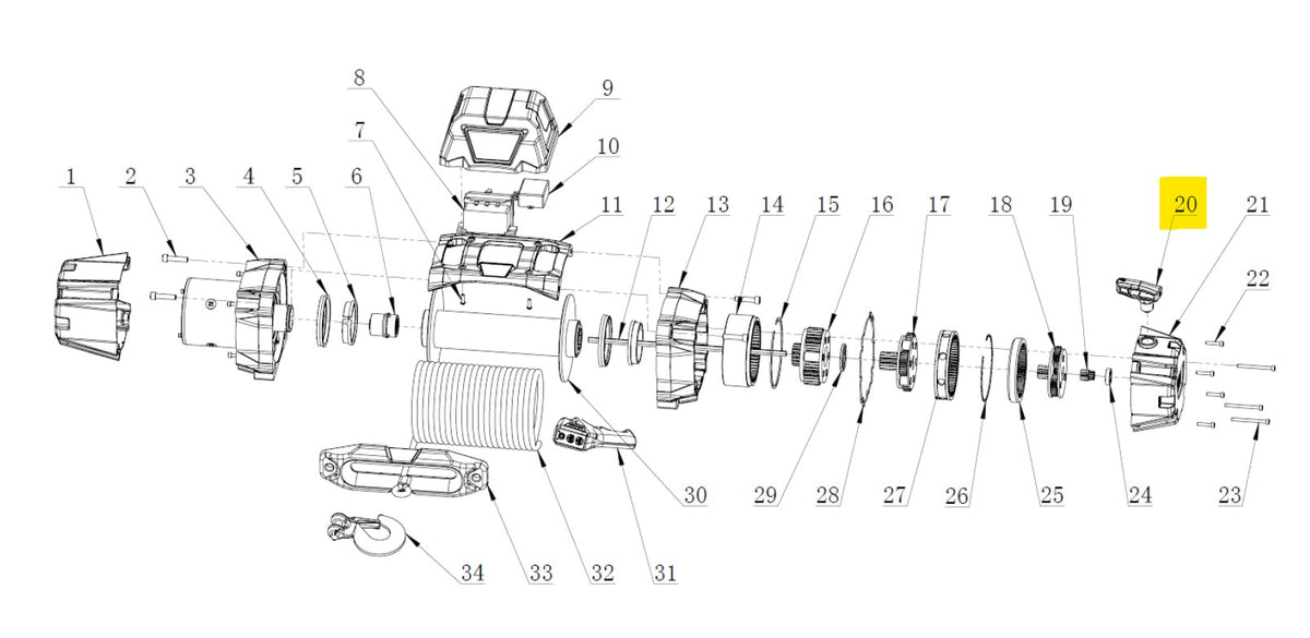 Parts drawing showing location of the parts