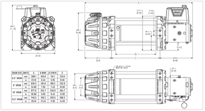 Warn Series G2 12 DC Electric Winch- 24V Drawing