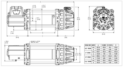Warn Series G2 Severe Duty 12 DC Winch - 24V - 6.5" Drum Drawing