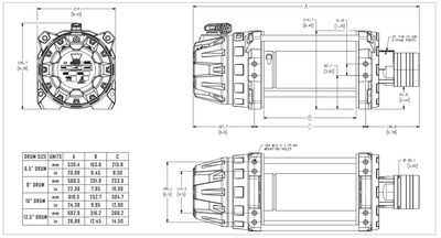 Warn Series G2 9 Hydraulic Winch-3.0 CI motor/Air clutch Drawing