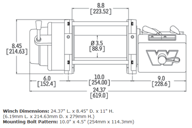 Warn M12 24V Winch Drawing