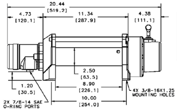Warn Series 6 Industrial Hydraulic winch- 6,000 lb Drawing