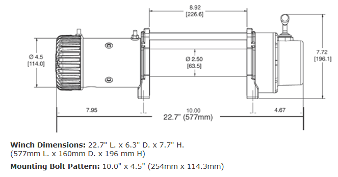 Warn 9.5XP-S 12V Winch Drawing