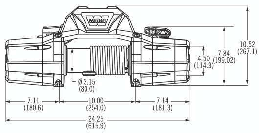 Warn Zeon 12 CE Winch with Wire Rope - 12V Drawing