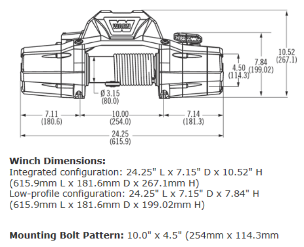 Warn Zeon 10-S CE Winch with Synthetic Rope - 12V Drawing