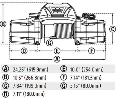 Warn Zeon 10 - NO Rope or Fairlead - 24V Drawing